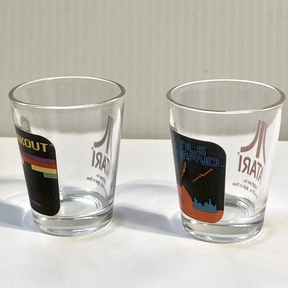 ATARI 2009 Collectible Shot Glasses Missile Command & Breakout Retro Game Merch